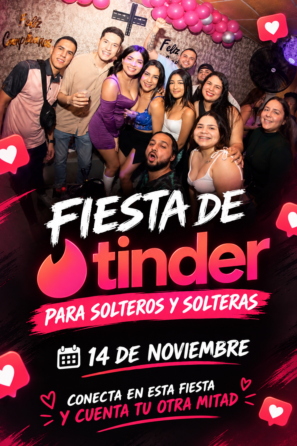 FIESTA TINDER DE SOLTEROS